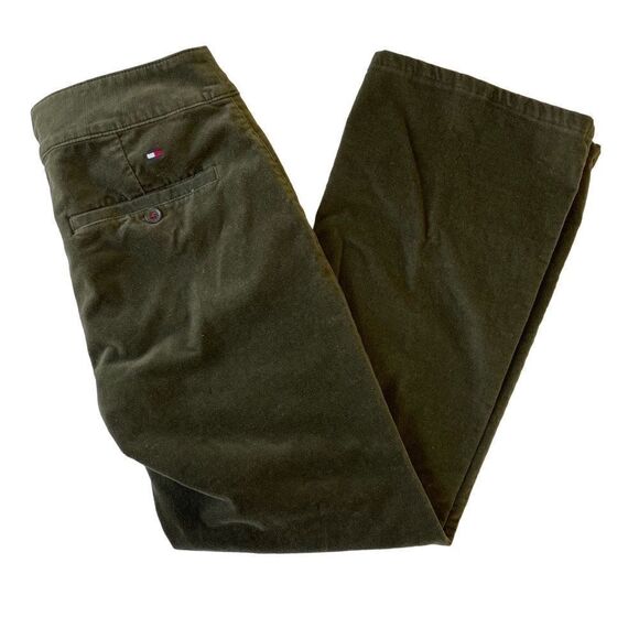 Tommy Hilfiger Green Velvet Wide Leg Crop Pant - Women’s 6 - Picture 1 of 9